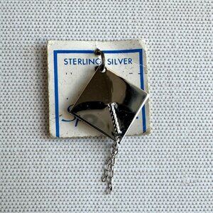 Vintage Sterling Silver Graduation Cap Charm Pendant with Dangling Tassel NWT